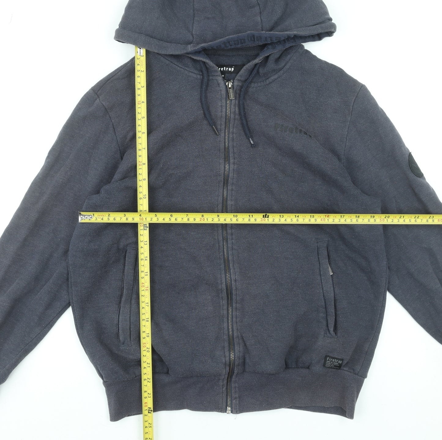 Firetrap Men's Blue Full Zip Hoodie Size M Cotton Blend