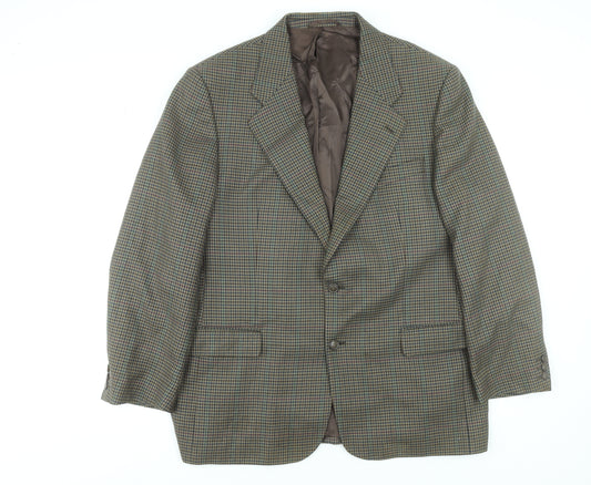 Gurteen Men’s Brown Checked Wool Blend Classic Blazer Jacket 46R