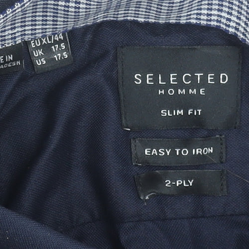 Selected Homme Men's Blue Slim Fit Long Sleeve Dress Shirt XL