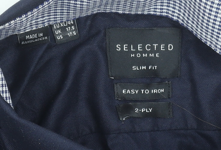 Selected Homme Men's Blue Slim Fit Long Sleeve Dress Shirt XL