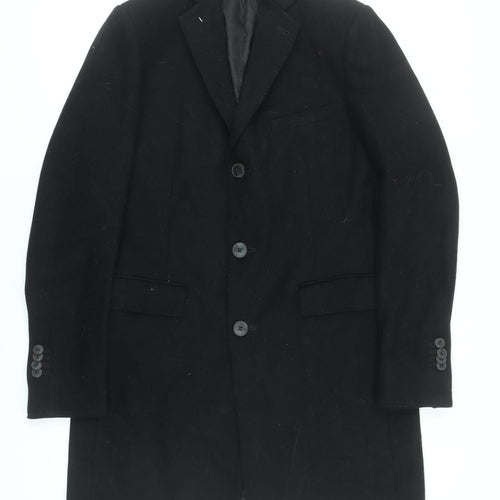 Remus Uomo Men's Black Wool Blend 42in Classic Long Overcoat