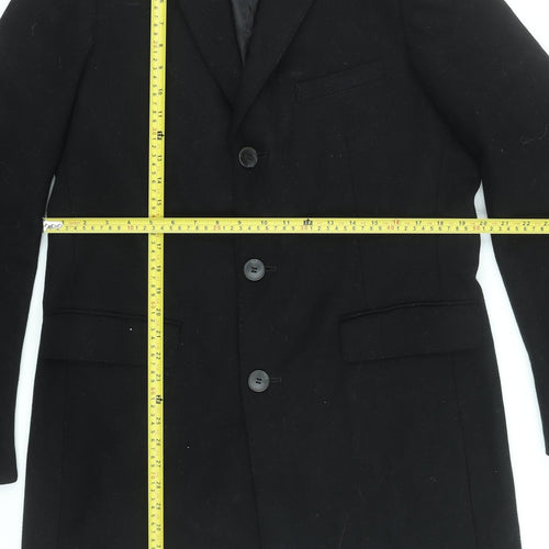 Remus Uomo Men's Black Wool Blend 42in Classic Long Overcoat