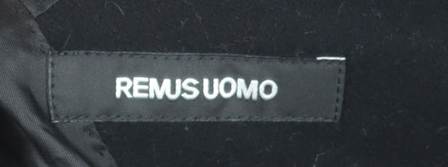 Remus Uomo Men's Black Wool Blend 42in Classic Long Overcoat