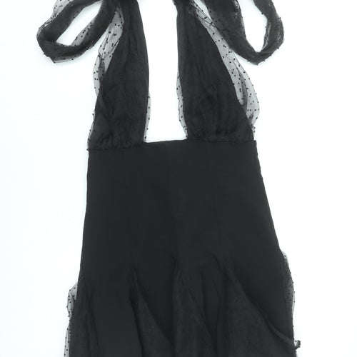ASOS Womens Black Fit & Flare Halter Short Party Dress Size 14