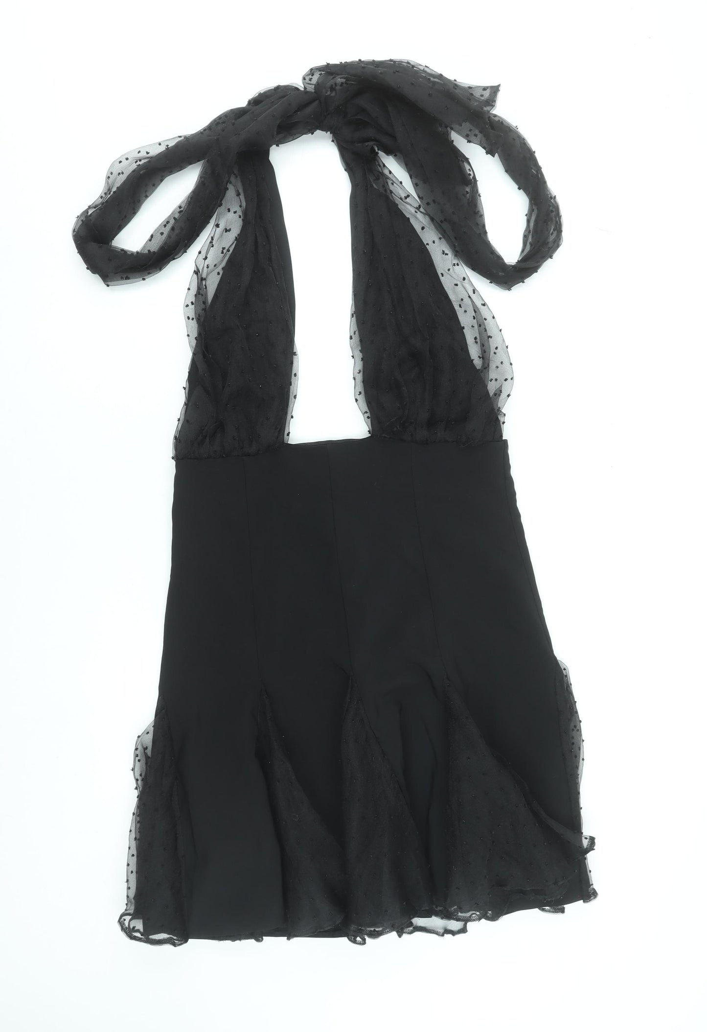 ASOS Womens Black Fit & Flare Halter Short Party Dress Size 14