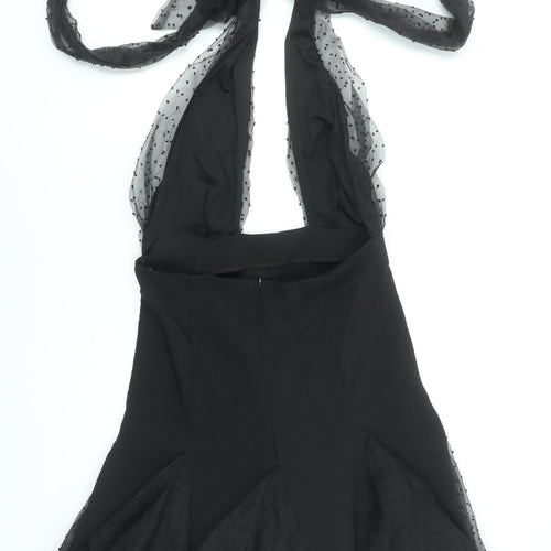 ASOS Womens Black Fit & Flare Halter Short Party Dress Size 14