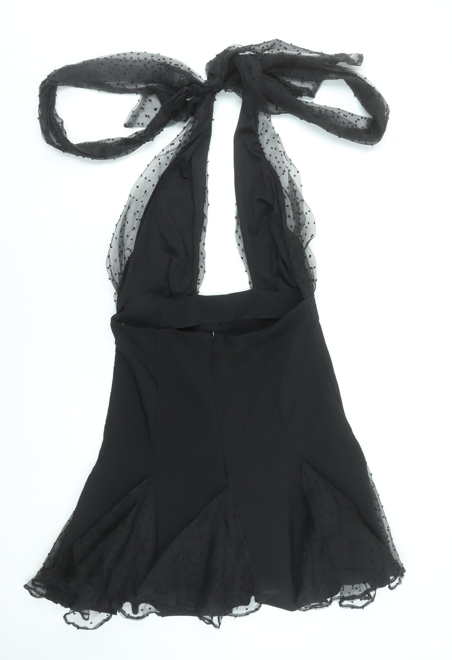 ASOS Womens Black Fit & Flare Halter Short Party Dress Size 14