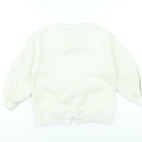 Zara Girls Ivory Barbie Glitter Graphic Pullover Sweatshirt 8-9 Years