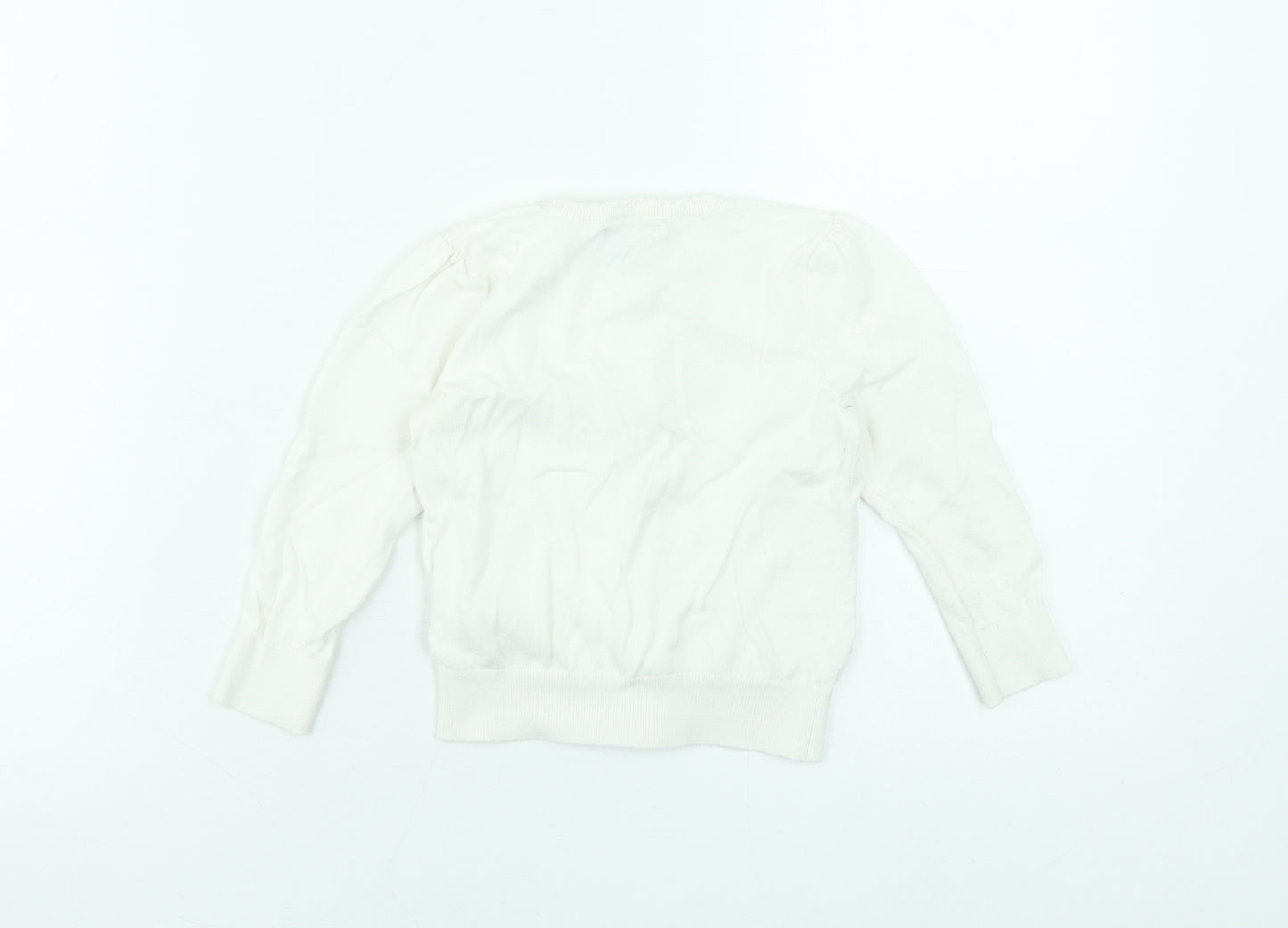 Polo Ralph Lauren Girls Ivory Cotton Cardigan 3 Years Button Front RL Heart Logo