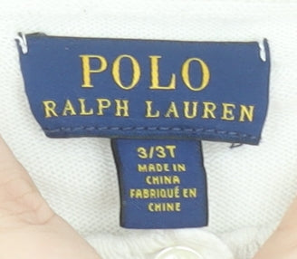 Polo Ralph Lauren Girls Ivory Cotton Cardigan 3 Years Button Front RL Heart Logo