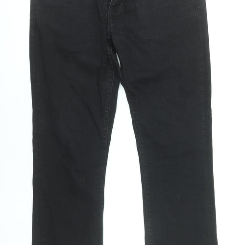 River Island Mens Black Denim Straight Jeans UK 32L Cotton Blend