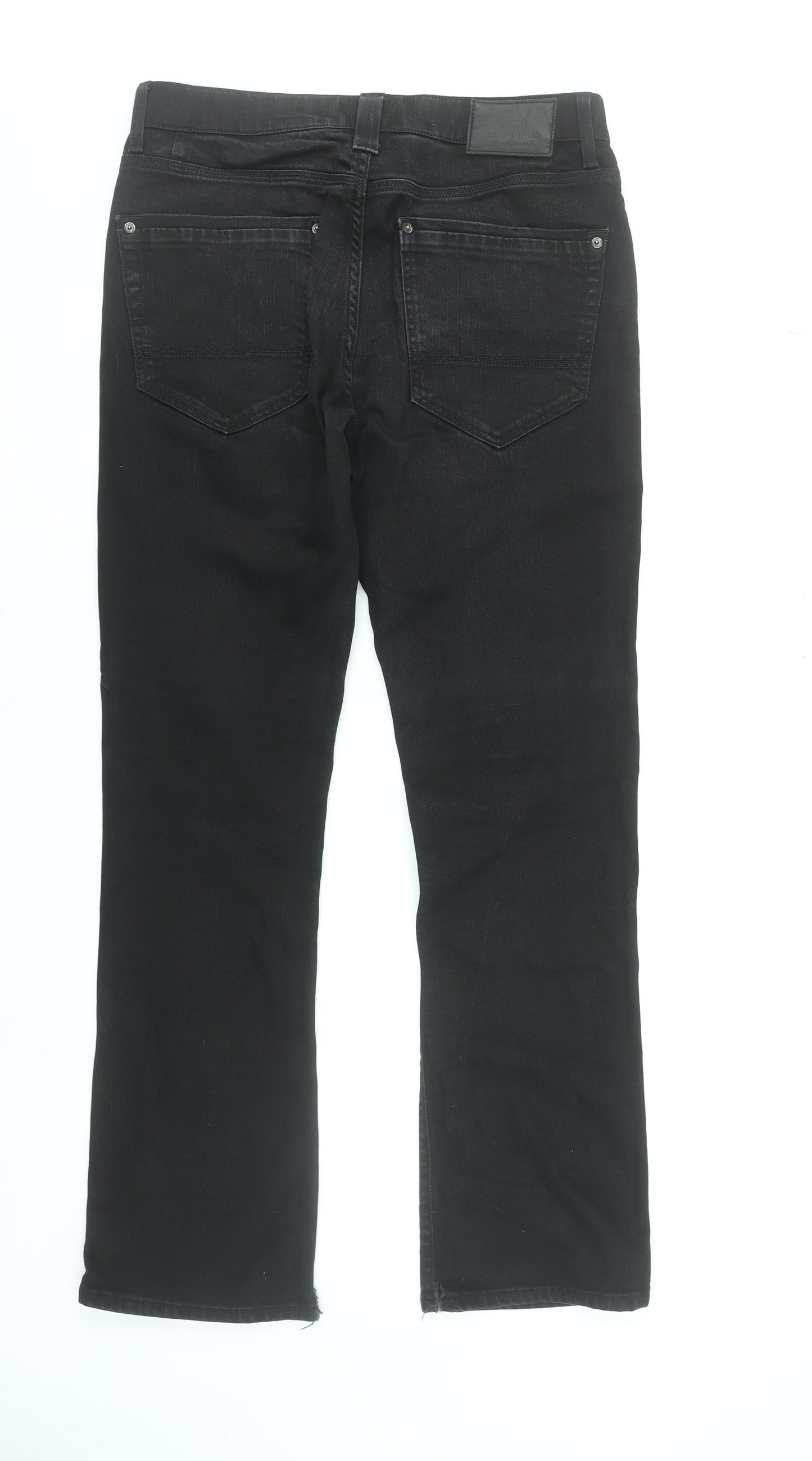 River Island Mens Black Denim Straight Jeans UK 32L Cotton Blend