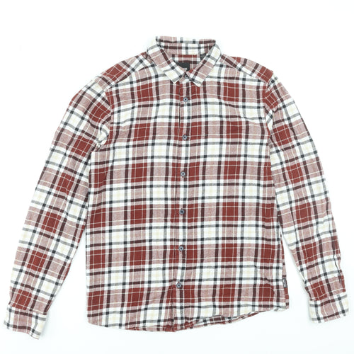 Only & Sons Men's Red Checked Cotton Flannel Shirt Size L