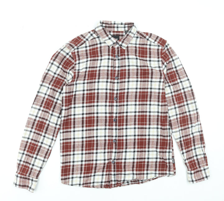 Only & Sons Men's Red Checked Cotton Flannel Shirt Size L