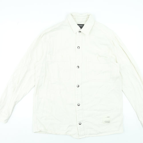 Pull&Bear Men’s Ivory Cotton Basic Jacket Size M 38in Classic Twill