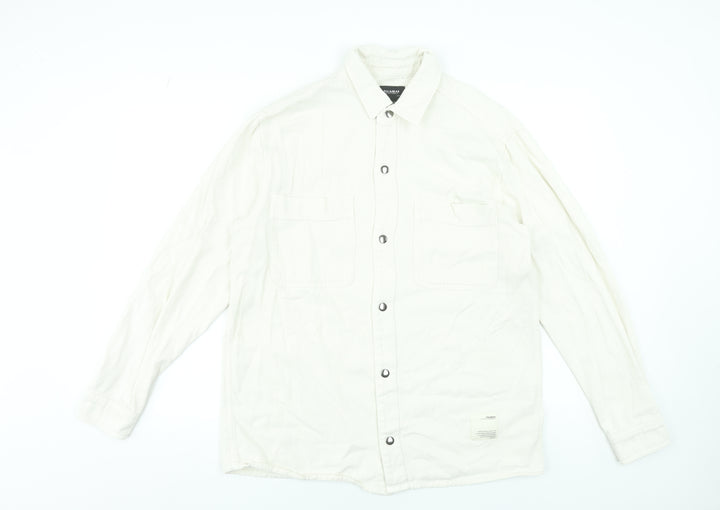 Pull&Bear Men’s Ivory Cotton Basic Jacket Size M 38in Classic Twill