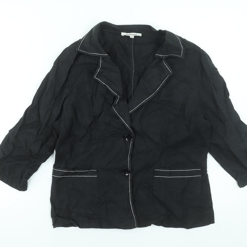 Steilmann Women's Black Linen 3/4 Sleeve Blazer Size 16