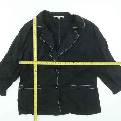 Steilmann Women's Black Linen 3/4 Sleeve Blazer Size 16