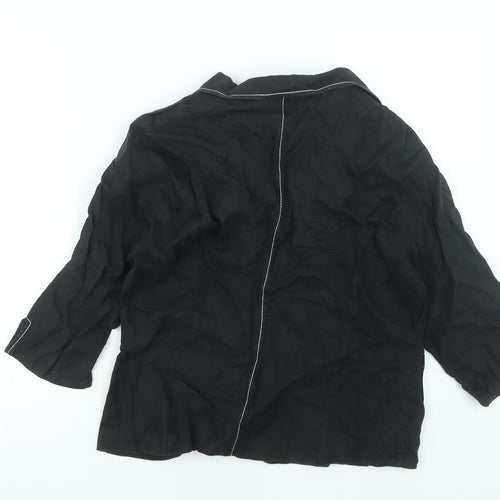 Steilmann Women's Black Linen 3/4 Sleeve Blazer Size 16