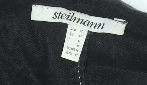 Steilmann Women's Black Linen 3/4 Sleeve Blazer Size 16