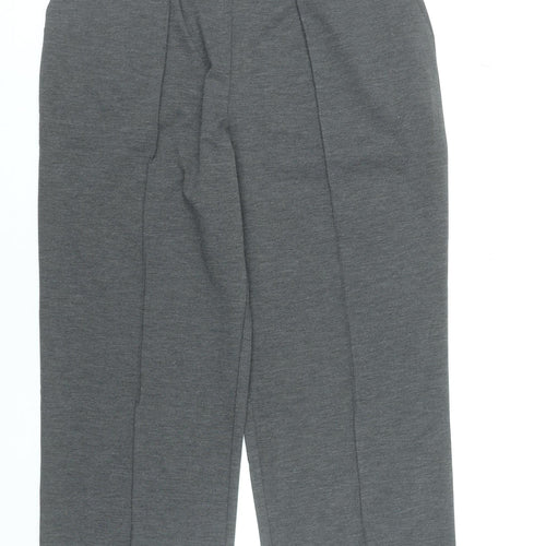 Women's Grey Cropped Trousers XL Elastic Waist Stretch Knit