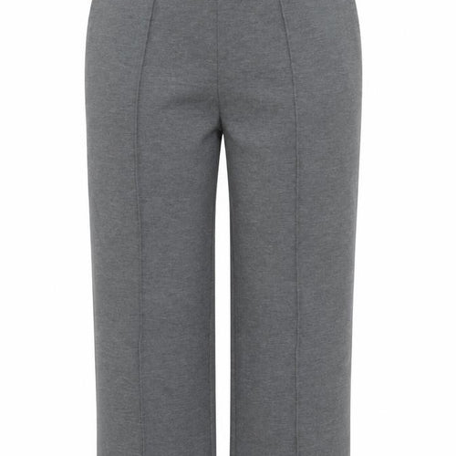 Women's Grey Cropped Trousers XL Elastic Waist Stretch Knit