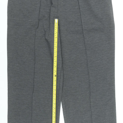 Women's Grey Cropped Trousers XL Elastic Waist Stretch Knit