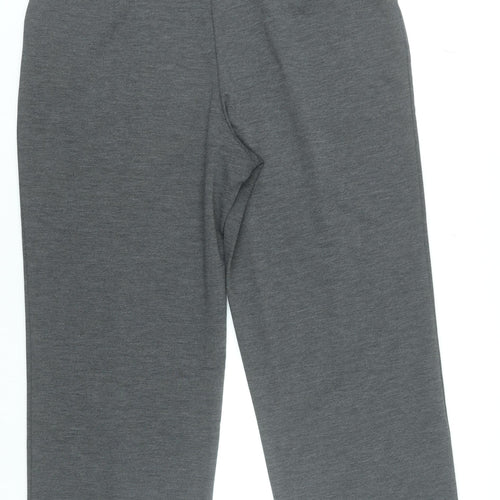 Women's Grey Cropped Trousers XL Elastic Waist Stretch Knit