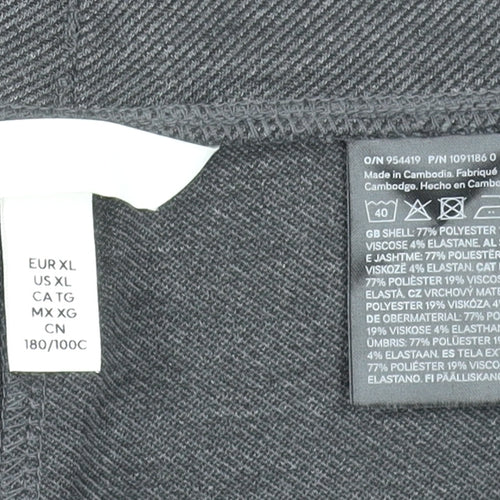 Women's Grey Cropped Trousers XL Elastic Waist Stretch Knit