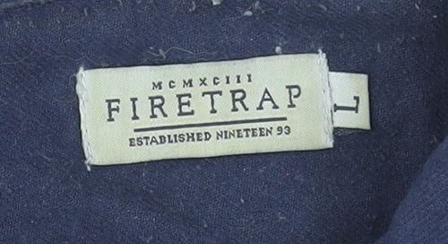 Firetrap Men Blue Cotton Long Sleeve Button-Up Shirt L