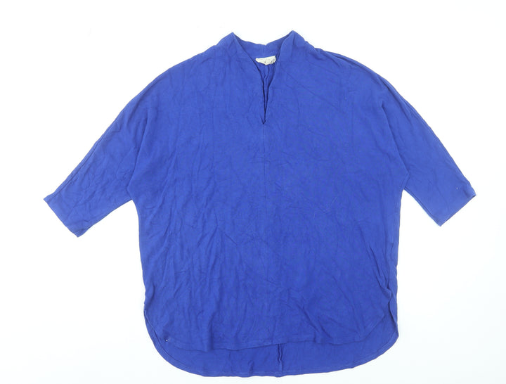 Phase Eight Women Blue Relaxed V-Neck 3/4 Sleeve Tunic Jumper Size 14