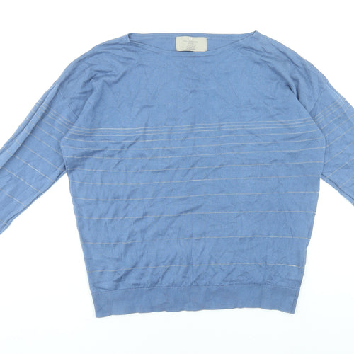 Paul Costelloe Living Studio Women's Blue Striped Pullover Jumper Size L
