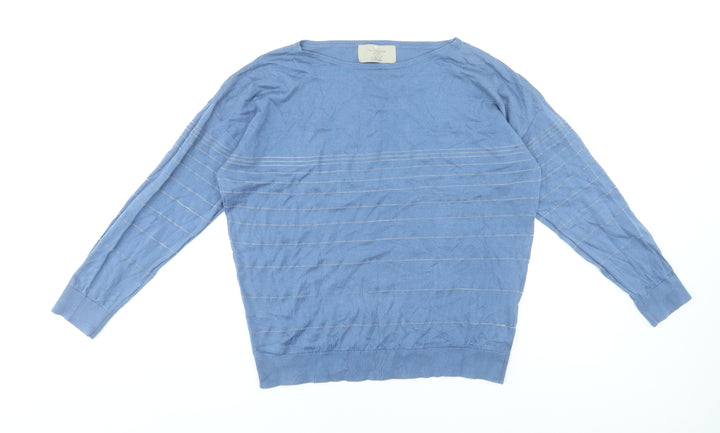Paul Costelloe Living Studio Women's Blue Striped Pullover Jumper Size L