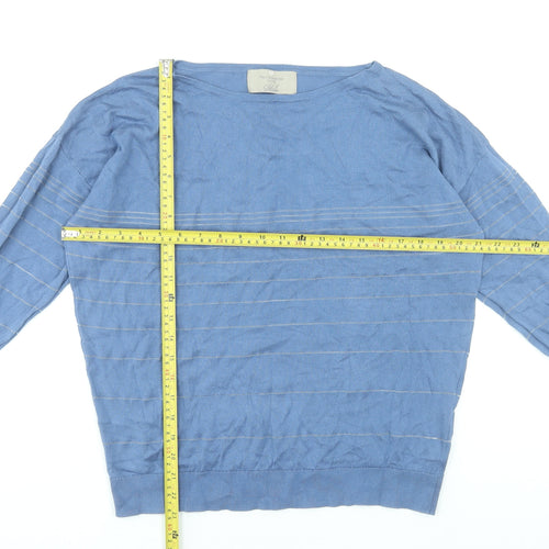 Paul Costelloe Living Studio Women's Blue Striped Pullover Jumper Size L
