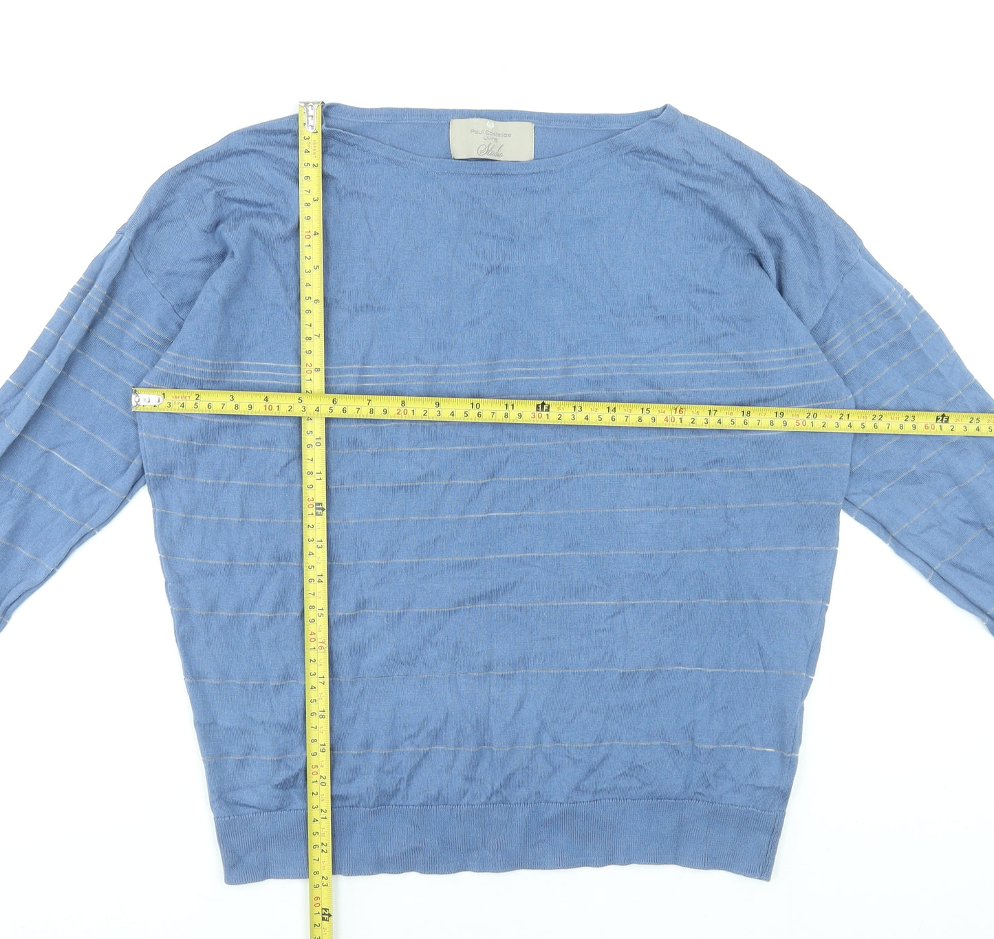 Paul Costelloe Living Studio Women's Blue Striped Pullover Jumper Size L