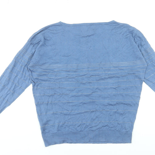 Paul Costelloe Living Studio Women's Blue Striped Pullover Jumper Size L
