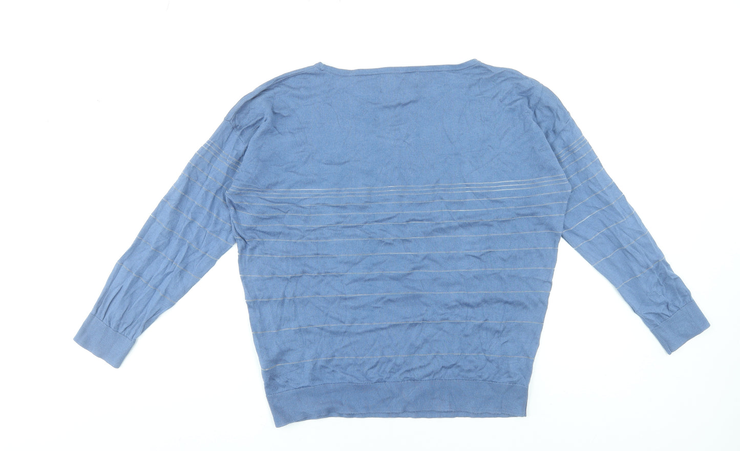 Paul Costelloe Living Studio Women's Blue Striped Pullover Jumper Size L