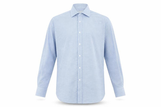 Moss Bros Savoy Taylors Guild Blue Check Regular Fit Men's 15.5in Cotton Formal Shirt