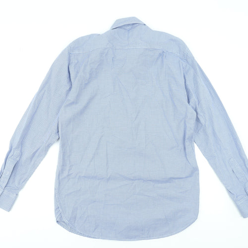 Moss Bros Savoy Taylors Guild Blue Check Regular Fit Men's 15.5in Cotton Formal Shirt