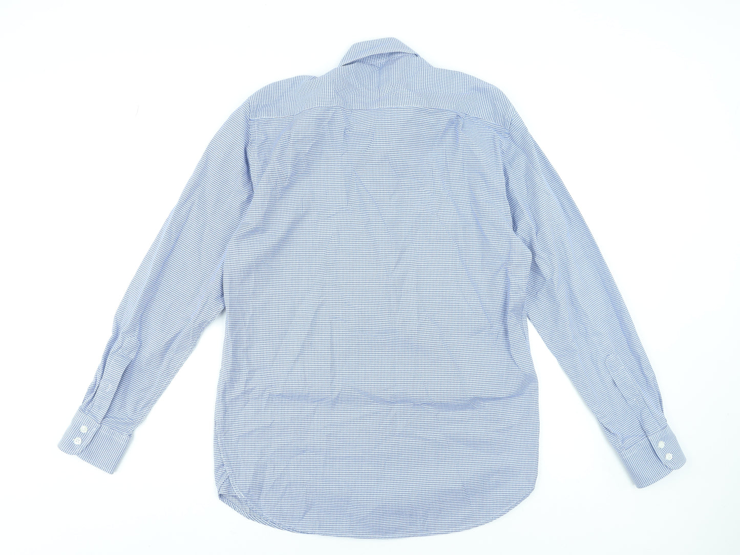 Moss Bros Savoy Taylors Guild Blue Check Regular Fit Men's 15.5in Cotton Formal Shirt