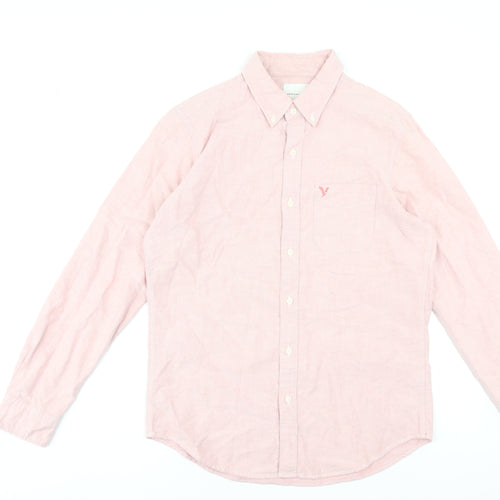 American Eagle Men’s Pink Slim Fit Button-Down Cotton Shirt Size M
