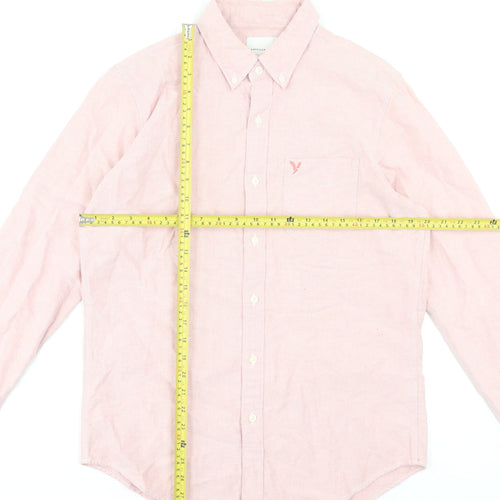 American Eagle Men’s Pink Slim Fit Button-Down Cotton Shirt Size M