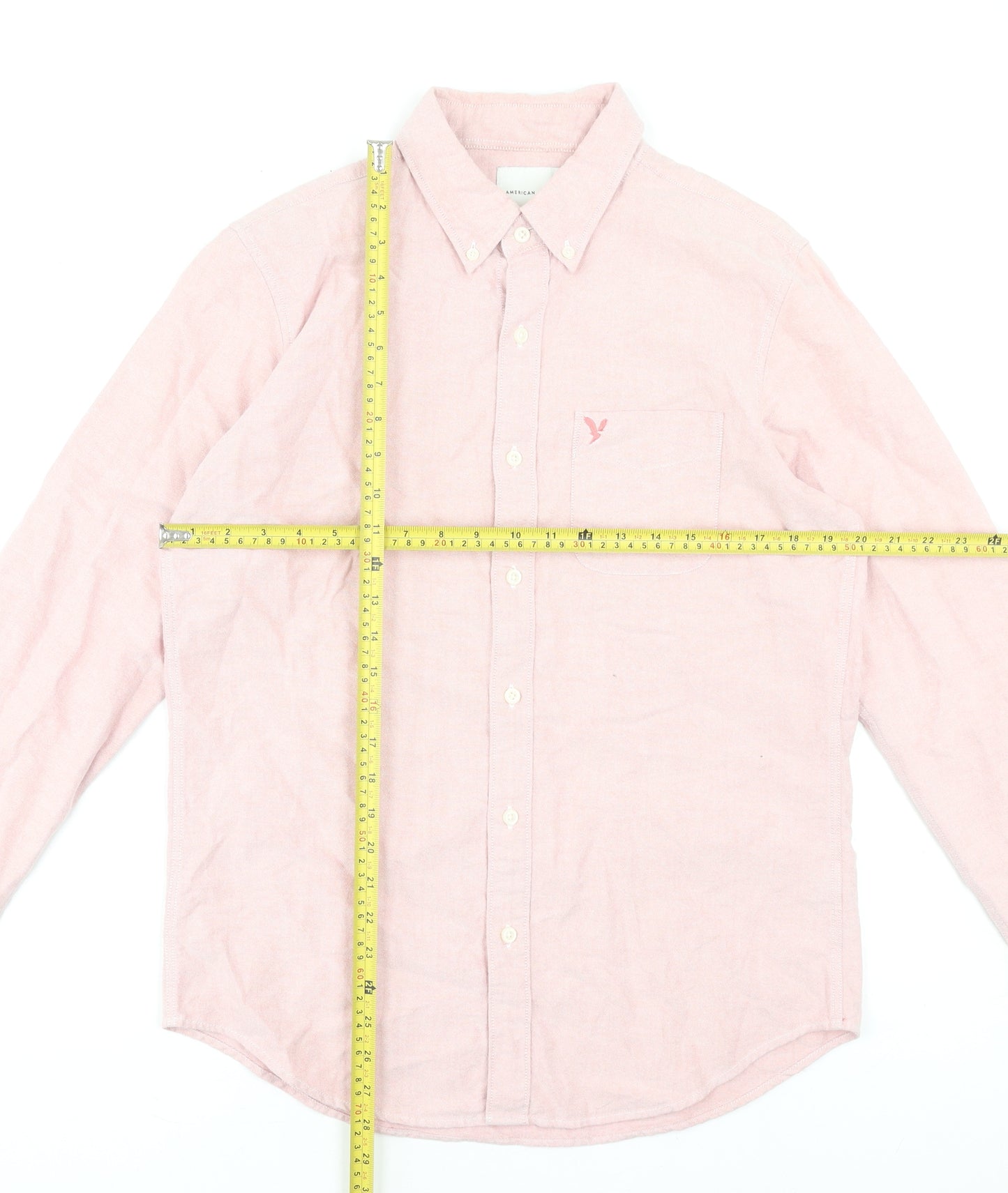 American Eagle Men’s Pink Slim Fit Button-Down Cotton Shirt Size M