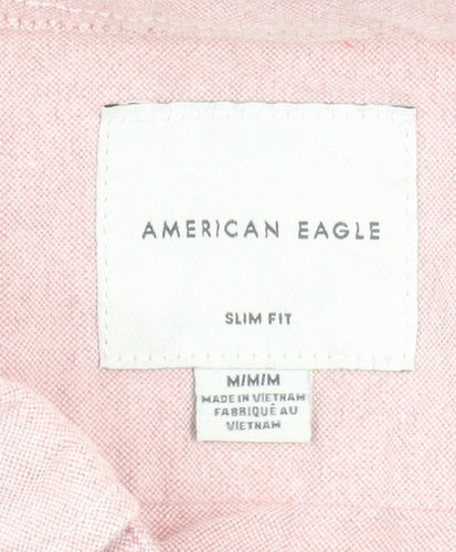 American Eagle Men’s Pink Slim Fit Button-Down Cotton Shirt Size M