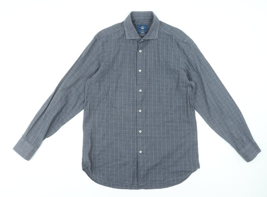 Moss 1851 Men's Grey Check Tailored Fit Egyptian Cotton Shirt 16in