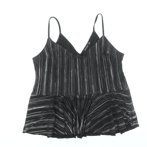 Boohoo Women’s Black Striped V-Neck Plus Size 24 Camisole Top