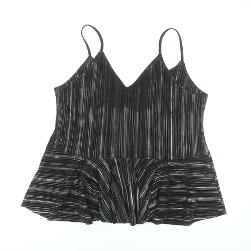 Boohoo Women’s Black Striped V-Neck Plus Size 24 Camisole Top