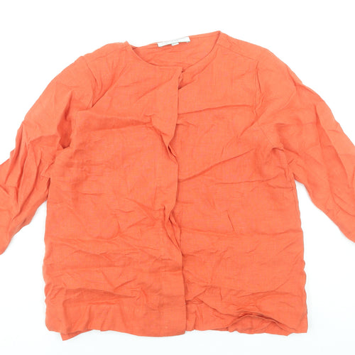Carolyn Donnelly Orange Linen 3/4 Sleeve Tunic Blouse Women’s Size S