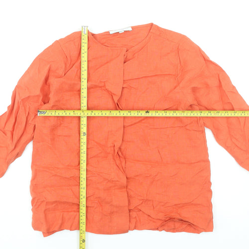 Carolyn Donnelly Orange Linen 3/4 Sleeve Tunic Blouse Women’s Size S