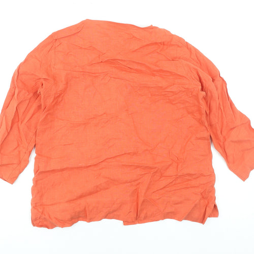 Carolyn Donnelly Orange Linen 3/4 Sleeve Tunic Blouse Women’s Size S